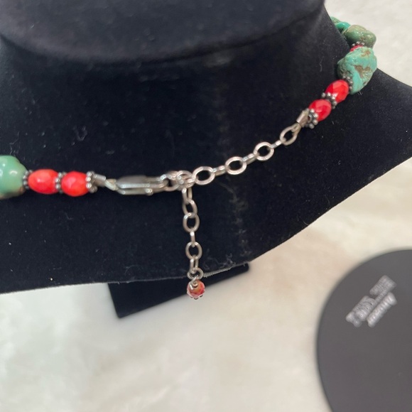 Statement Turquoise and Red Beaded Necklace - Picture 4 of 4